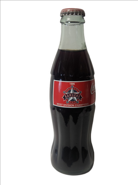 Coca Cola Glass Bottle with Red Rangers 1996 Label
